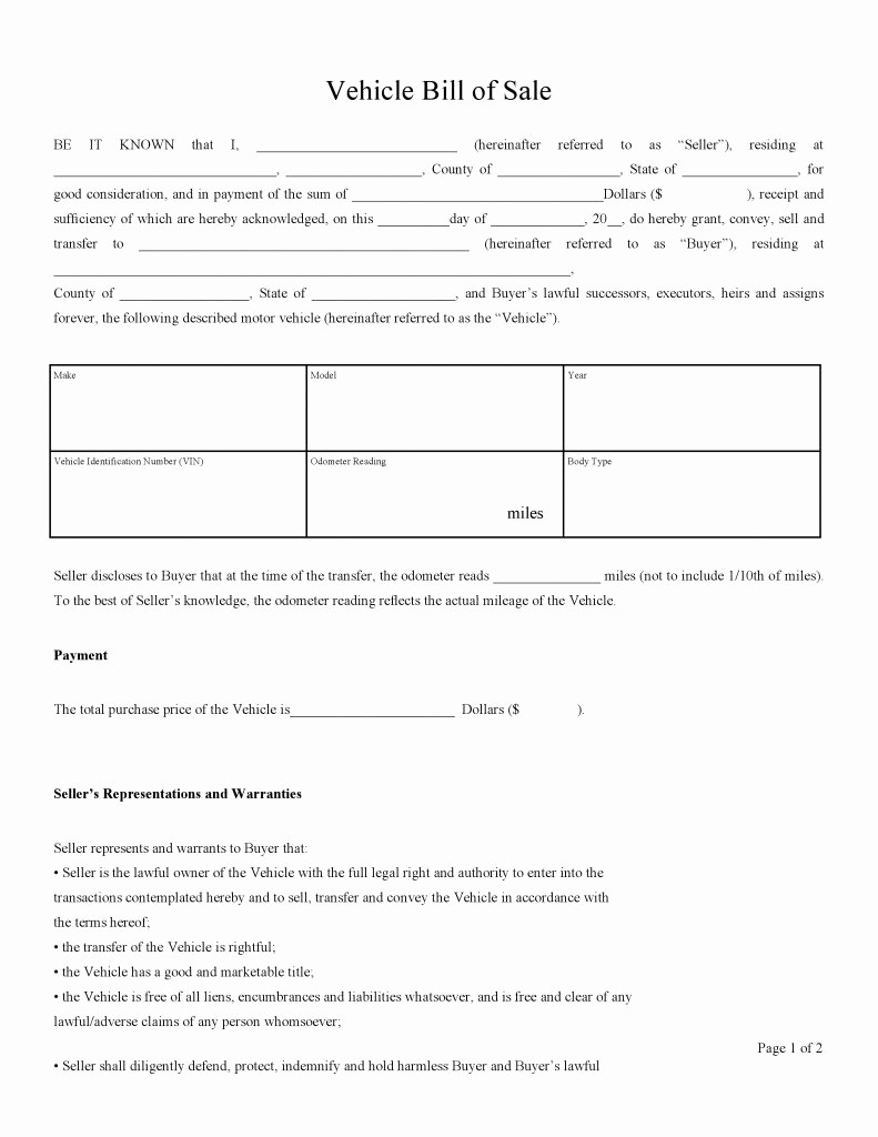 Bill Of Sale Vehicle Pdf Awesome Free Vehicle Bill Of Sale forms Pdf