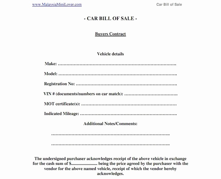 Bill Of Sale Vehicle Pdf Luxury Simple Bill Of Sale