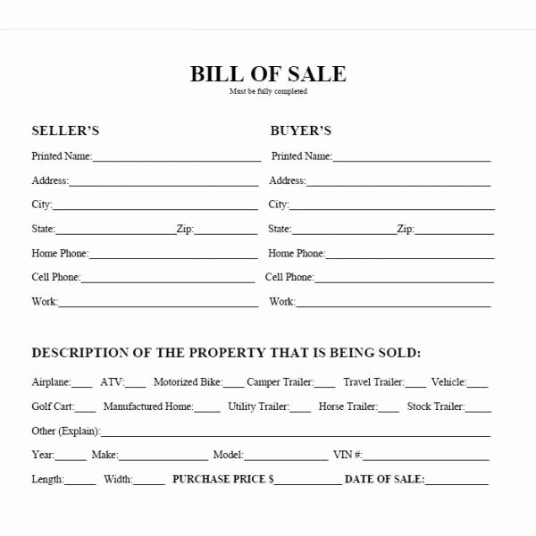 Bill Of Sale Vehicle Texas Elegant Printable Car Bill Of Sale Pdf