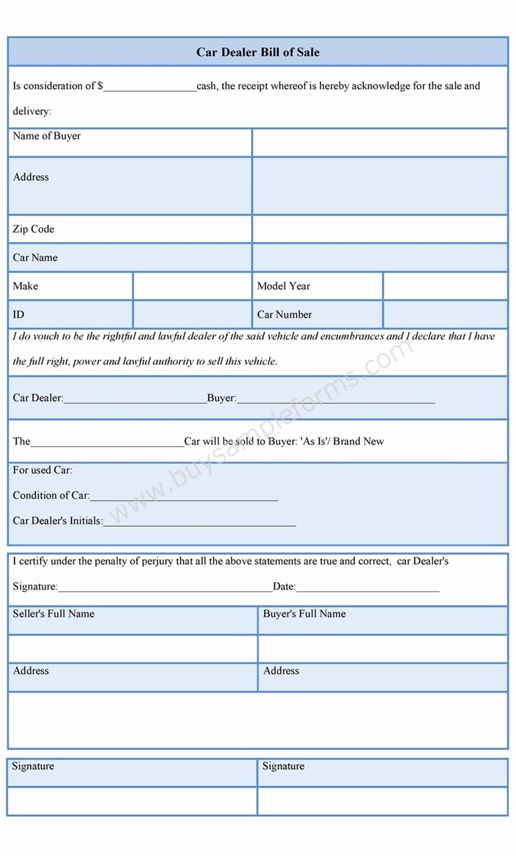 Bill Of Sales for Cars Luxury Download Sample Car Dealer Bill Of Sale Template is