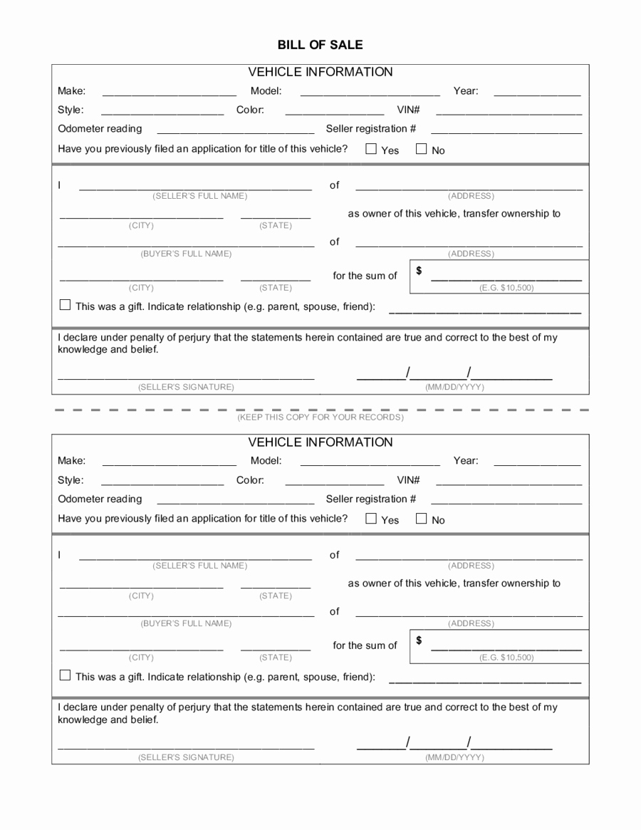 Bill Of Sales for Cars New 2018 Dmv Bill Of Sale form Fillable Printable Pdf