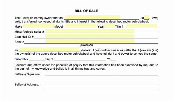 Bill Sell for A Car Fresh 8 Auto Bill Of Sale Doc Pdf