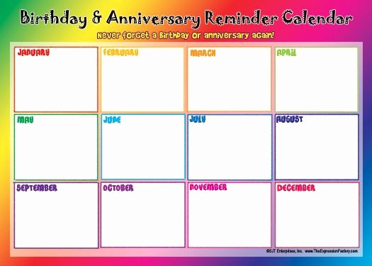 Birthday and Anniversary Calendar Template Best Of 17 Best Images About Birthdays and Annivsaries Calendars