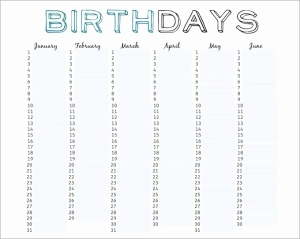 Birthday and Anniversary Calendar Template Best Of 43 Birthday Calendar Templates Psd Pdf Excel