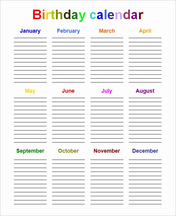 Birthday and Anniversary Calendar Template New 40 Microsoft Calendar Templates Free Word Excel