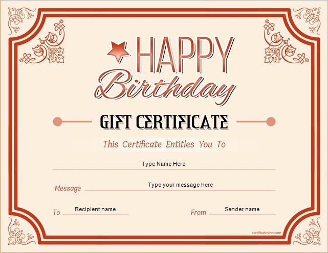 Birthday Gift Certificate Template Word Awesome Birthday Gift Certificate Sample Templates for Word