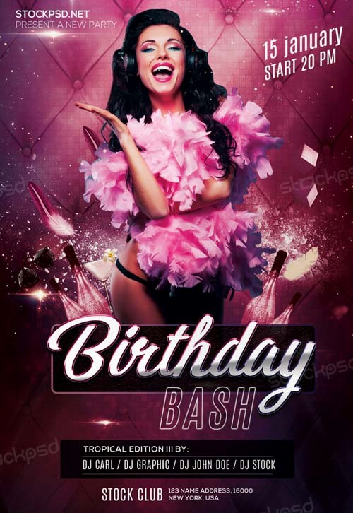 Birthday Party Flyers Designs Free Elegant Birthday Bash Party Free Psd Flyer Template Download