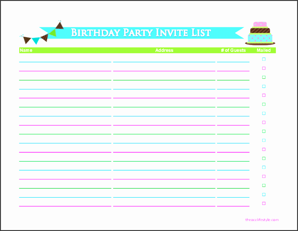 Birthday Party Guest List Template Fresh 4 Birthday Party Guest List Template Sampletemplatess