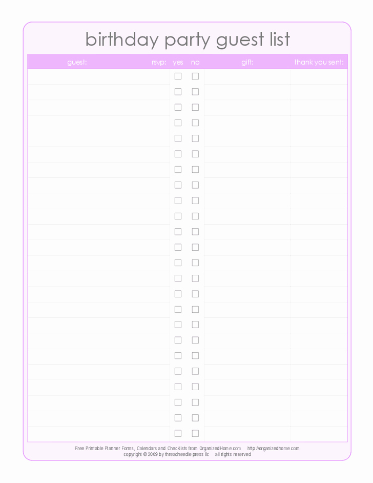 Birthday Party Guest List Template Inspirational 41 Free Guest List Templates Word Excel Pdf formats