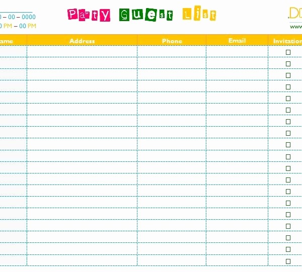 Birthday Party Guest List Template New Party List Templates – Okl Mindsprout within Birthday