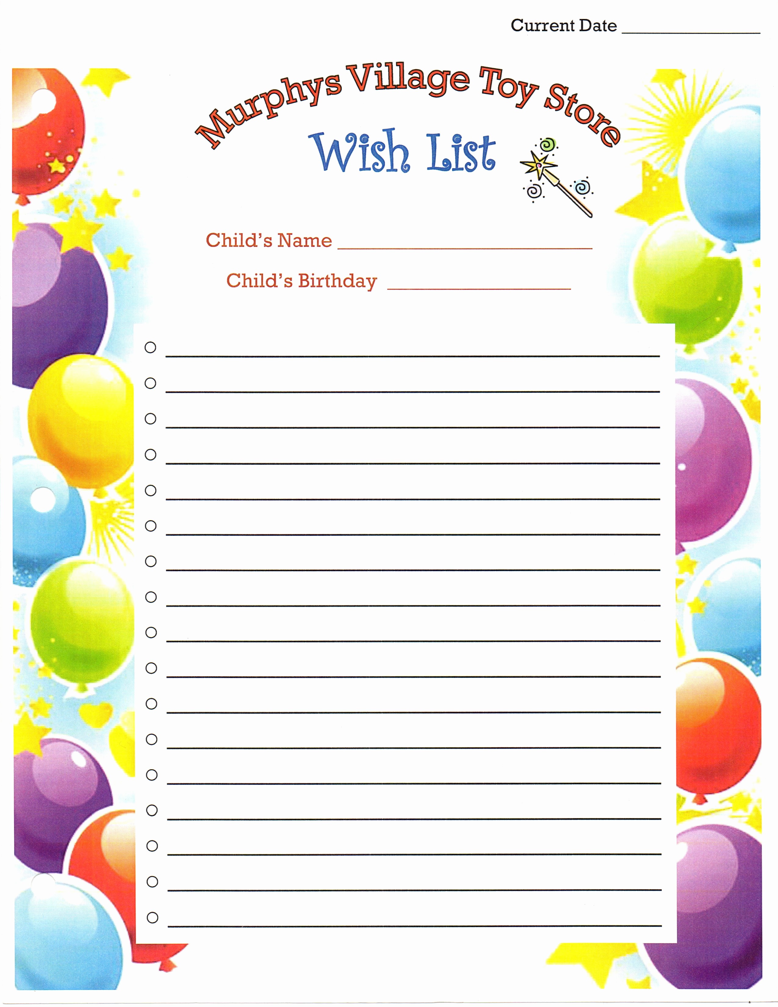 Birthday Wish List Template Printable New 7 Best Of Printable Birthday List Out Printable