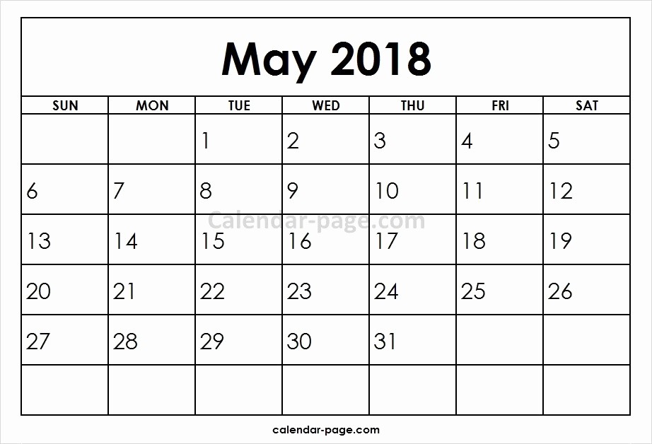 Black and White Calendar Template Elegant Print May Calendar 2018 Template Black and White Free