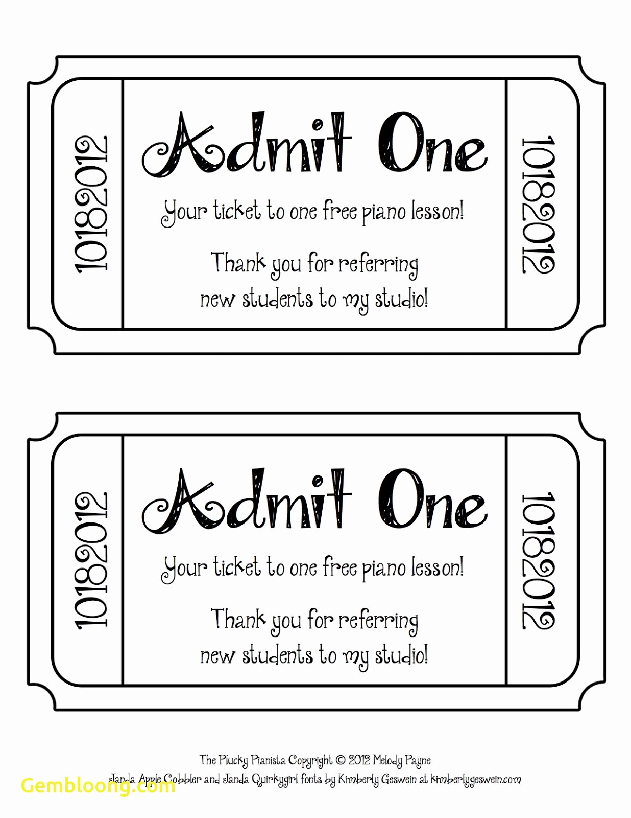 Blank Admit One Ticket Template Unique Lovely Free event Ticket Template Printable