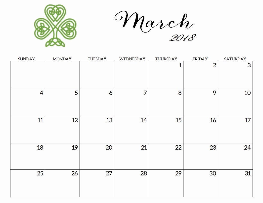Blank April 2018 Calendar Template Fresh Printable 2018 Monthly Blank Templates
