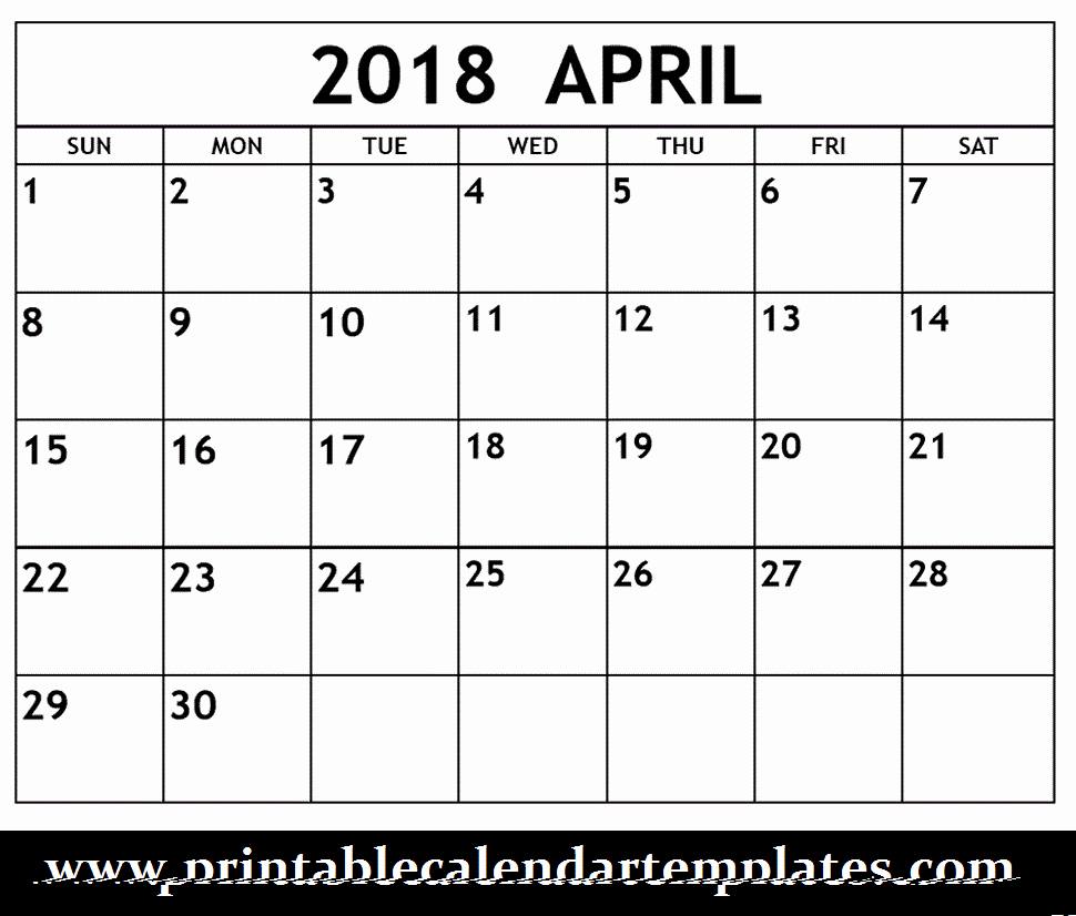 Blank April 2018 Calendar Template Lovely April 2018 Printable Calendar Template