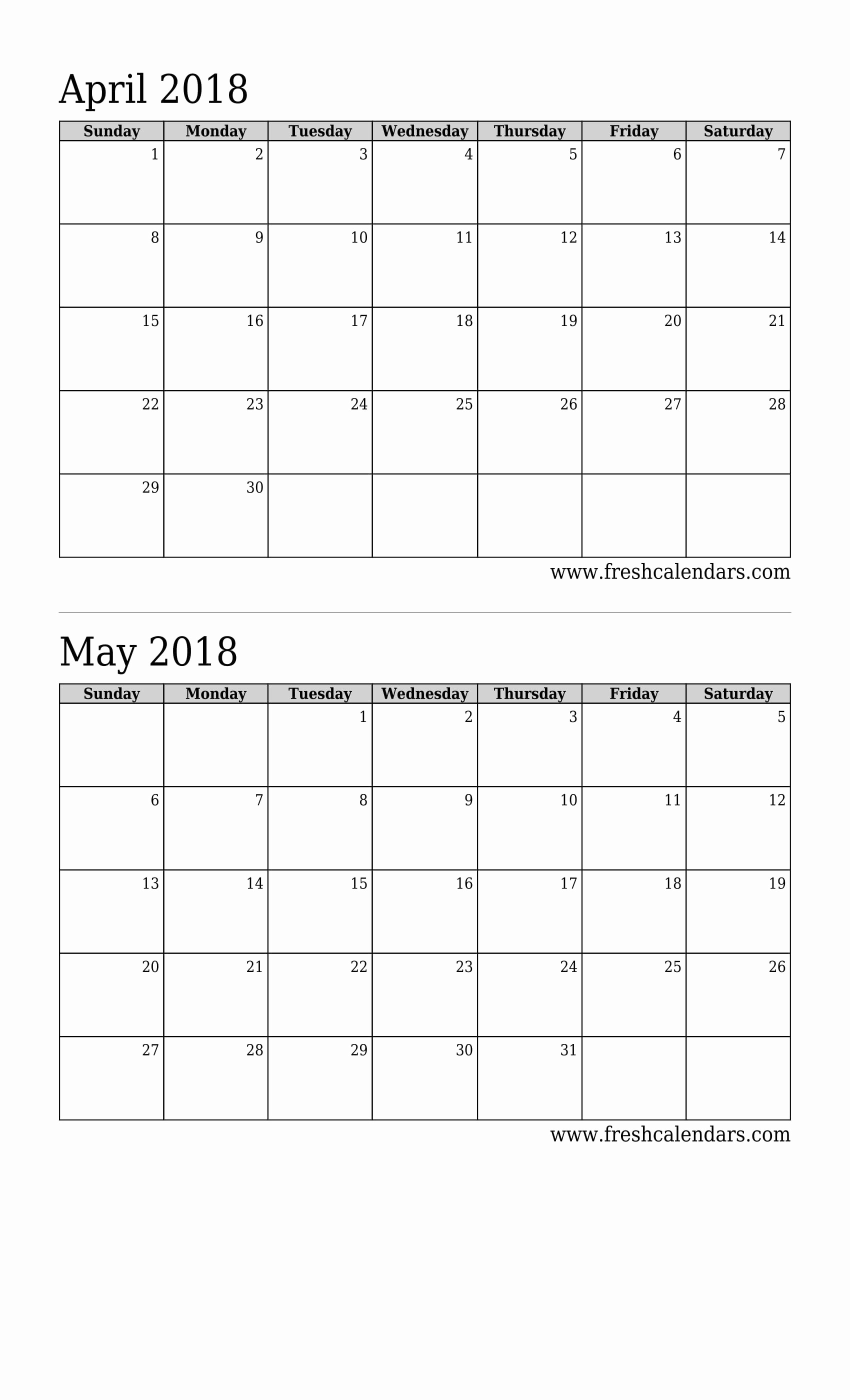 Blank April 2018 Calendar Template Lovely Blank April 2018 Calendar Printable Templates