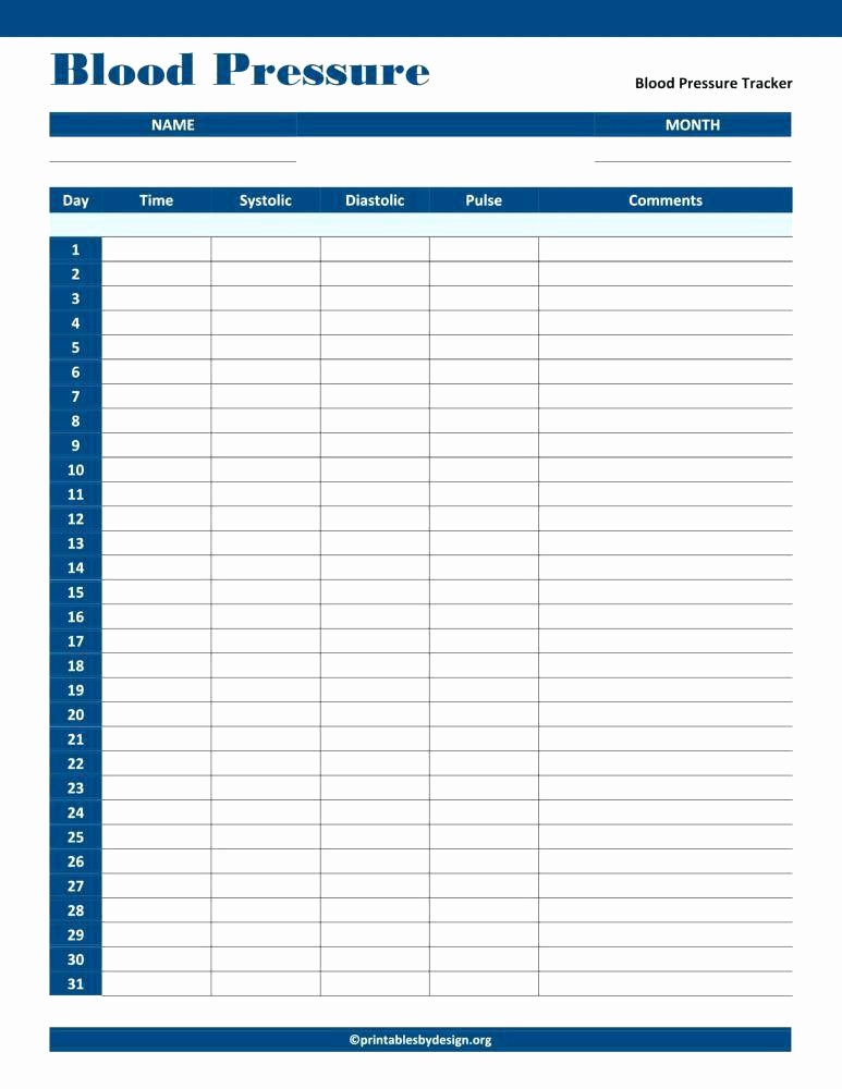 Blank Blood Pressure Tracking Chart Lovely Printable Blood Pressure Tracker – Mecalica