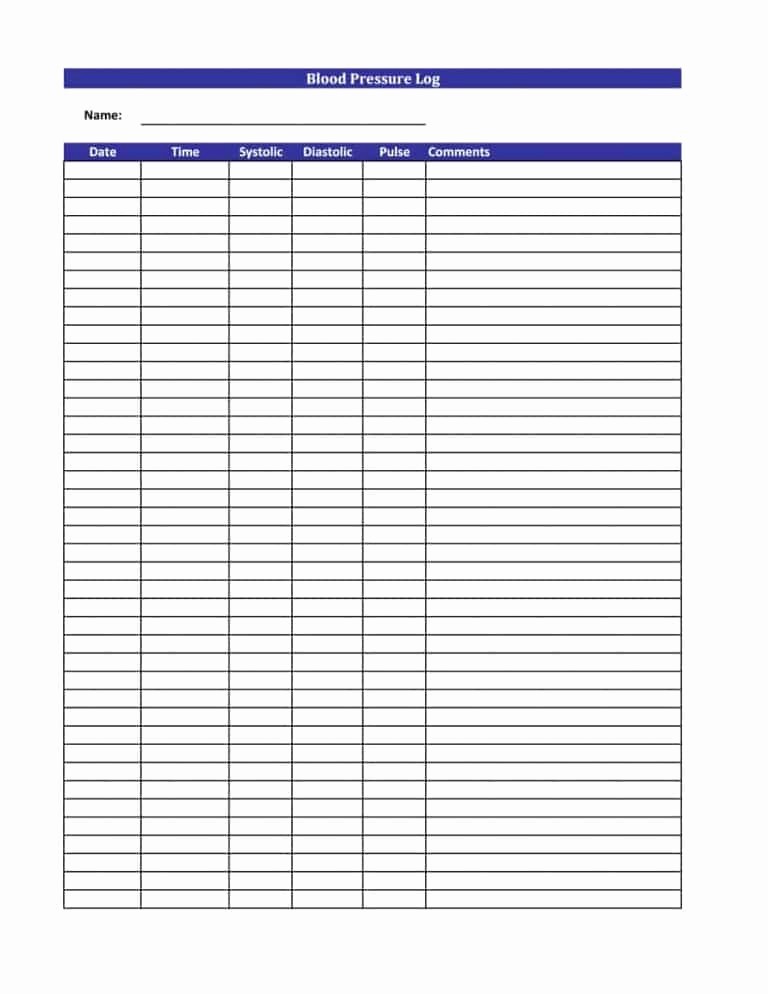 Blank Blood Pressure Tracking Chart New 56 Daily Blood Pressure Log Templates [excel Word Pdf]