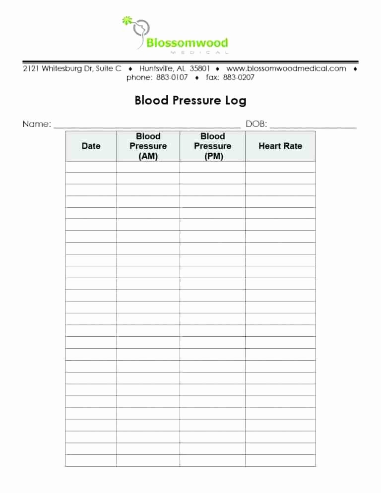 Blank Blood Pressure Tracking Chart New Blood Pressure Log Free Logbook Template Meaning In