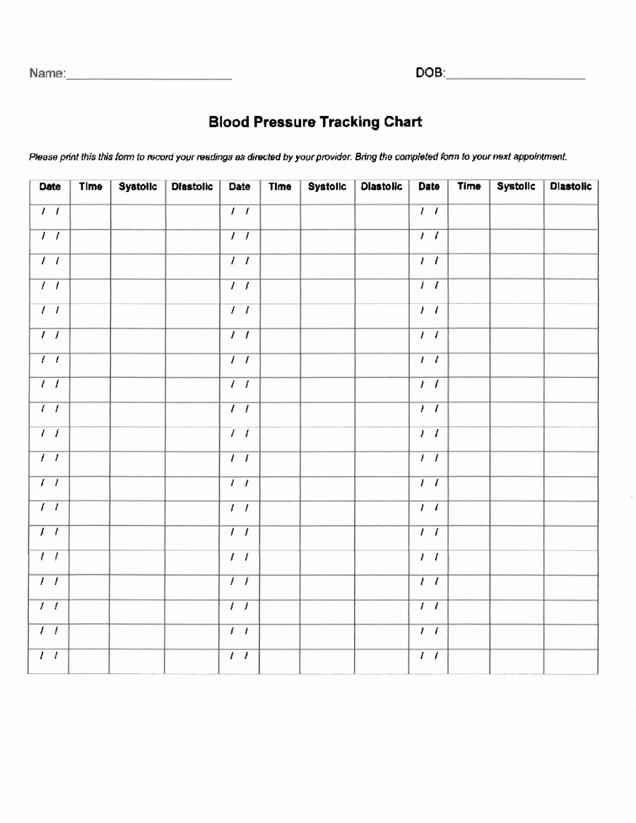 Blank Blood Pressure Tracking Chart Unique Blood Pressure Log Printable Healthy Blood Pressure