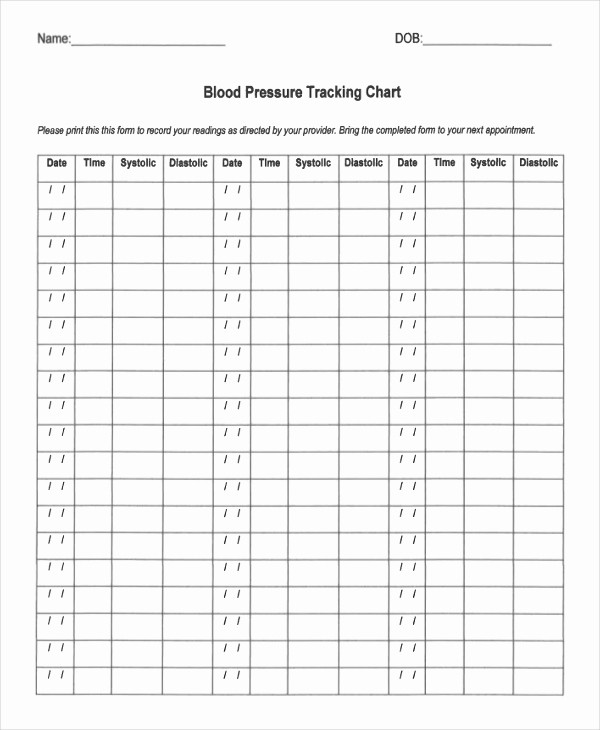 Blank Blood Pressure Tracking Chart Unique Blood Pressure Record Sheet Pertamini