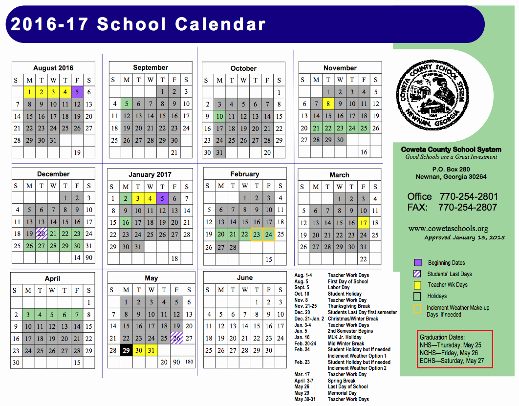Blank Calendar 2016-17 Fresh 2016 17 Calendar with Holidays