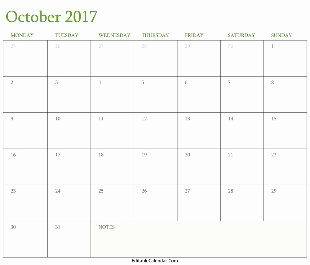 Blank Calendar Template August 2017 Best Of October 2017 Calendar Template