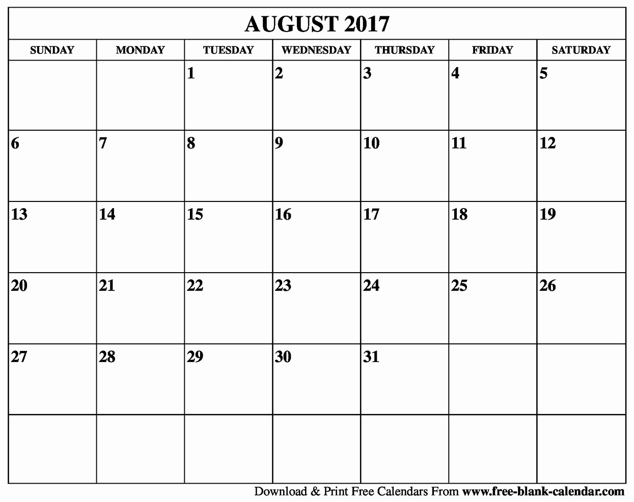 Blank Calendar Template August 2017 Inspirational Blank August 2017 Calendar Printable