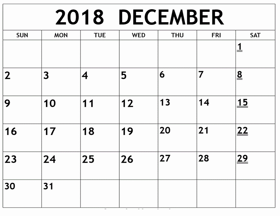 Blank Calendar Template December 2018 Awesome Free Sample December 2018 Calendar Template
