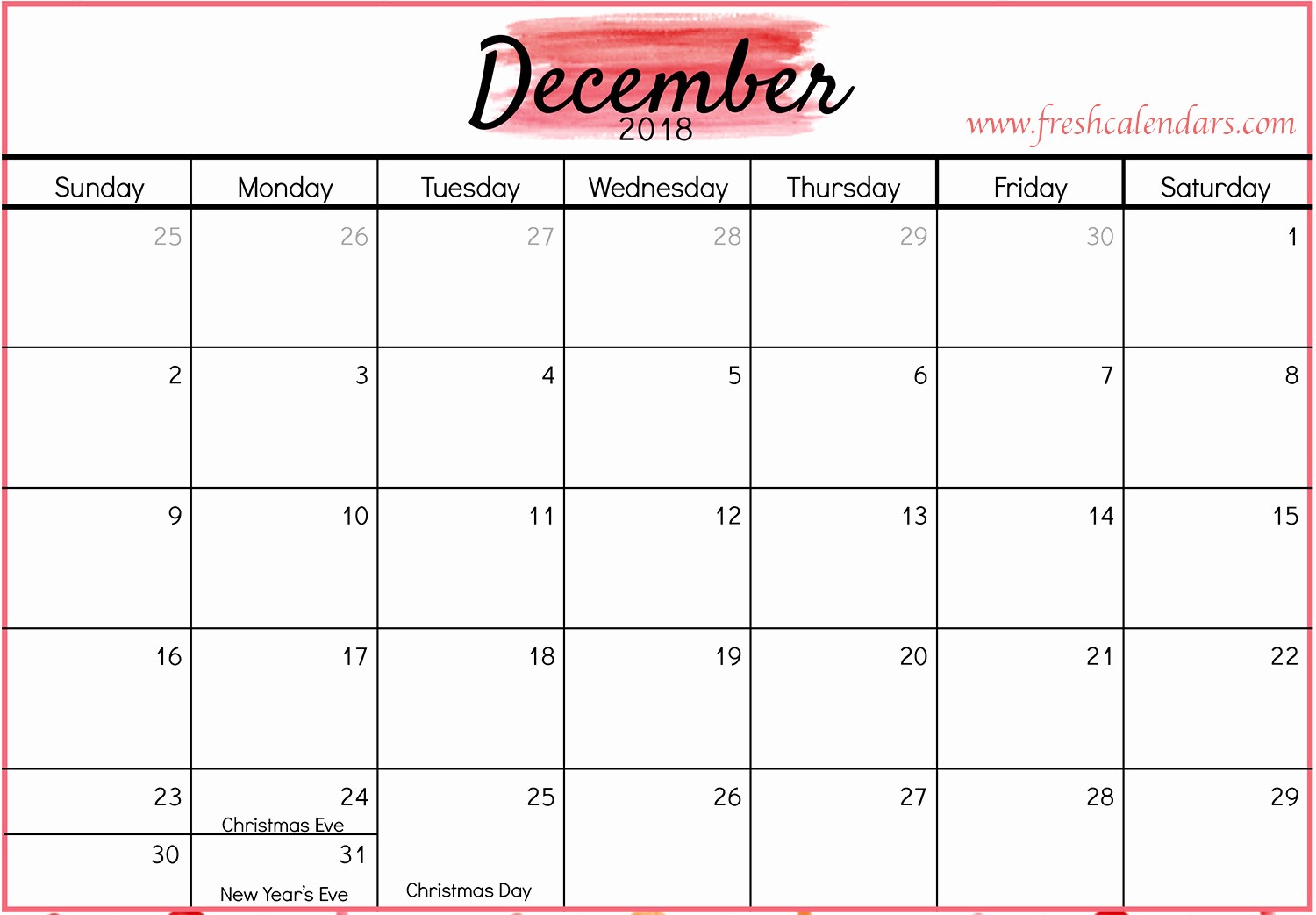 Blank Calendar Template December 2018 Best Of Blank December 2018 Calendar Printable Templates