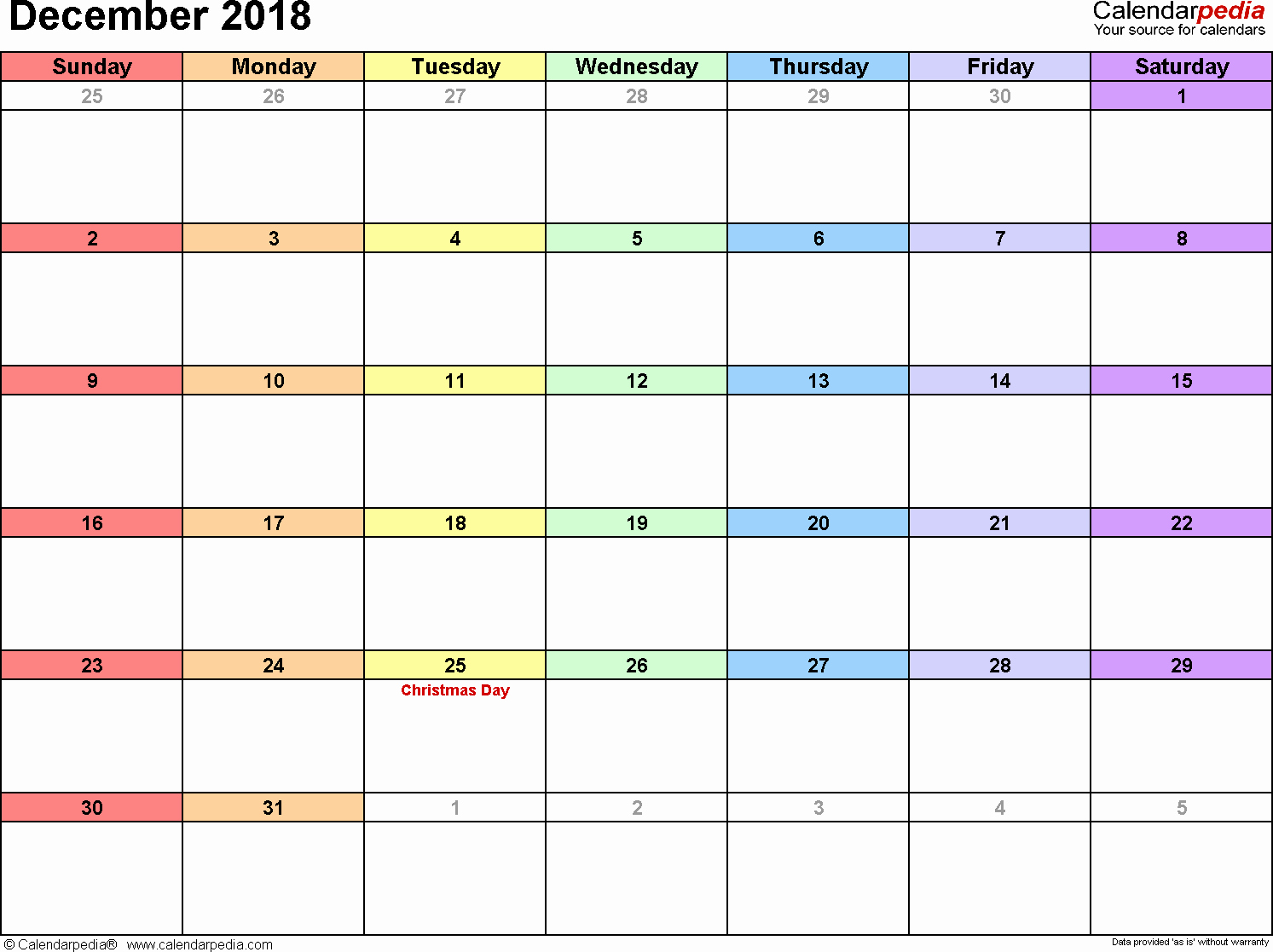 Blank Calendar Template December 2018 Best Of December 2018 Calendar Template