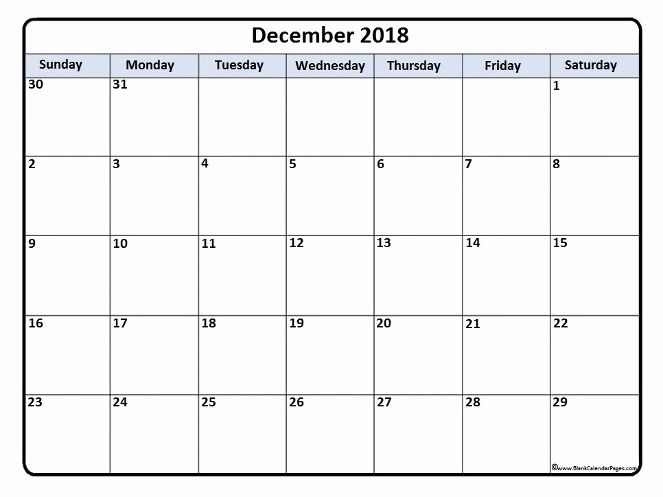Blank Calendar Template December 2018 Lovely December 2018 Calendar December 2018 Calendar Printable