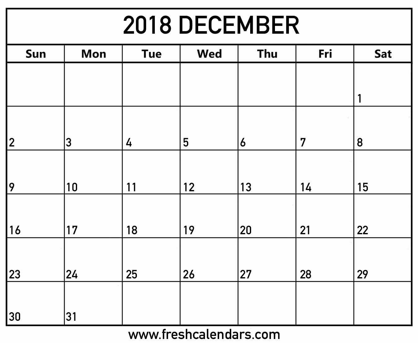 Blank Calendar Template December 2018 New Blank December 2018 Calendar Printable Templates