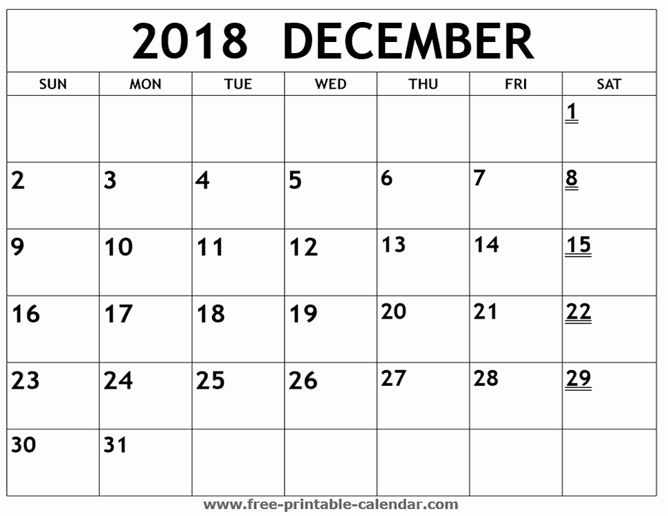 Blank Calendar Template December 2018 New December 2018 Printable Calendar