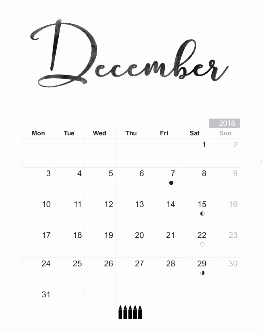 Blank Calendar Template December 2018 Unique Free December 2018 Printable Calendar Blank Templates