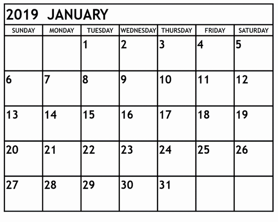Blank Calendar to Type On Awesome Free January 2019 Printable Calendar Templates Calendar