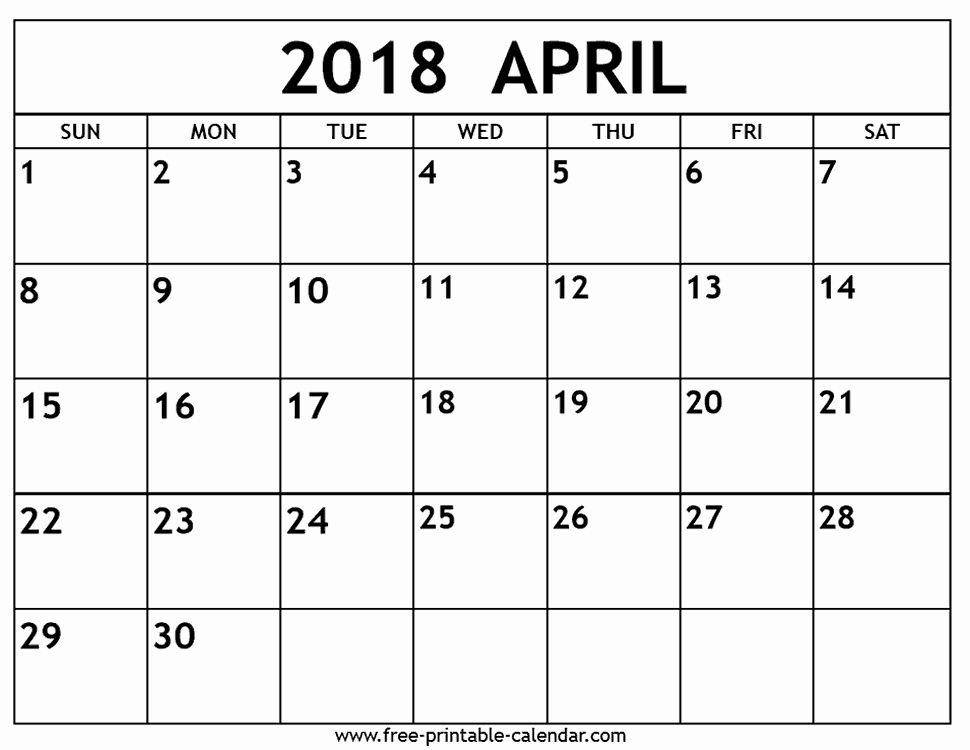 Blank Calendar to Type On Elegant April 2018 Calendar