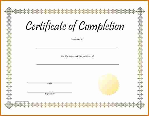 Blank Certificate Of Completion Template Inspirational Blank Certificate Pletion Template Beautiful