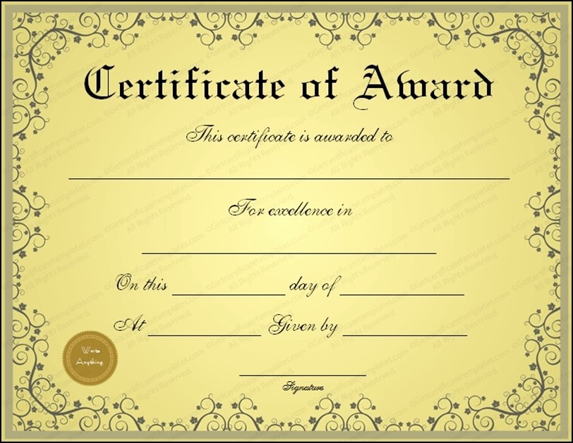 Blank Certificate Of Completion Template Lovely 9 Printable Award Certificates