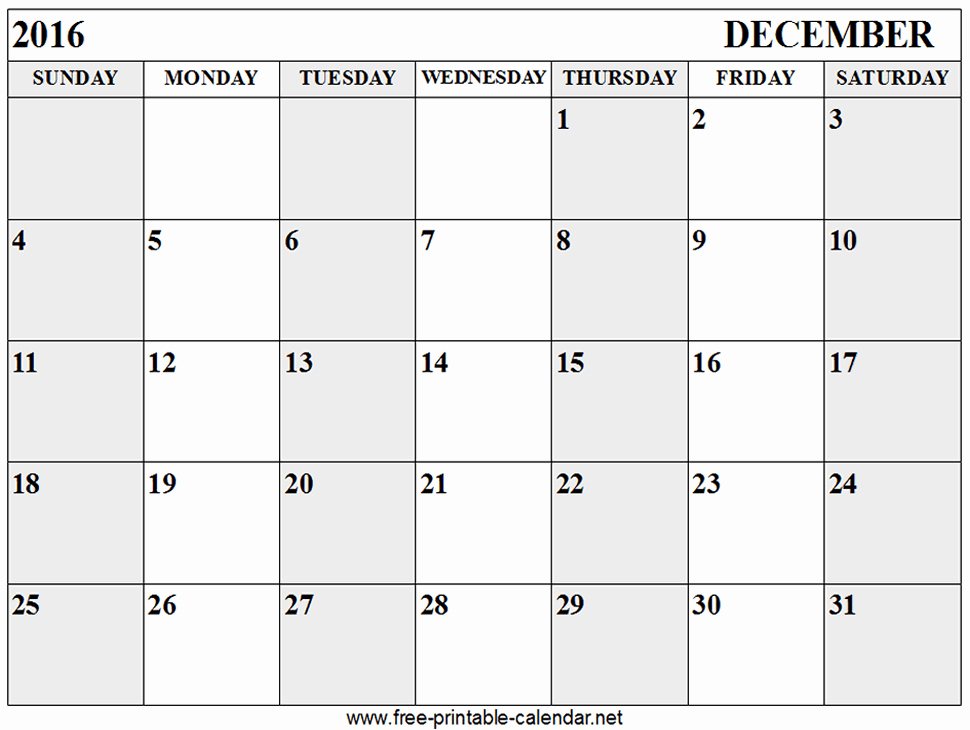 Blank December Calendar 2016 Printable Best Of Calendar December 2016 Free Printable Calendar