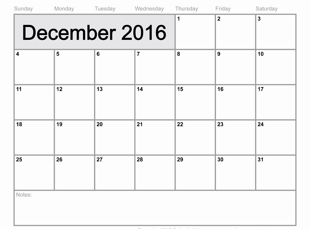 Blank December Calendar 2016 Printable Fresh Calendar December 2016 Printable