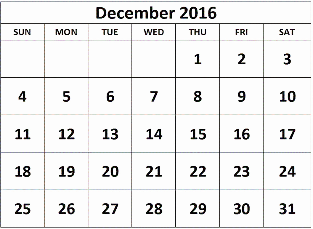 Blank December Calendar 2016 Printable Lovely December 2016 Printable Calendar Templates