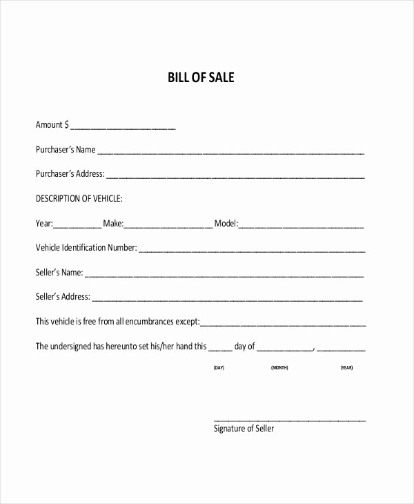 Blank Generic Bill Of Sale Luxury Sample Dmv Bill Of Sale forms 8 Free Documents In Pdf
