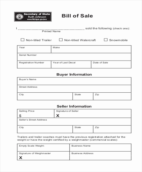 Blank Generic Bill Of Sale Unique Sample Bill Of Sale form 11 Free Documents In Word Pdf