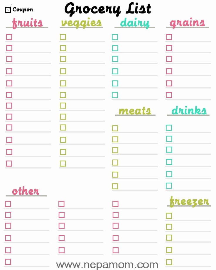Blank Grocery List with Categories Best Of Grocery Shopping List Template Print This Template Out