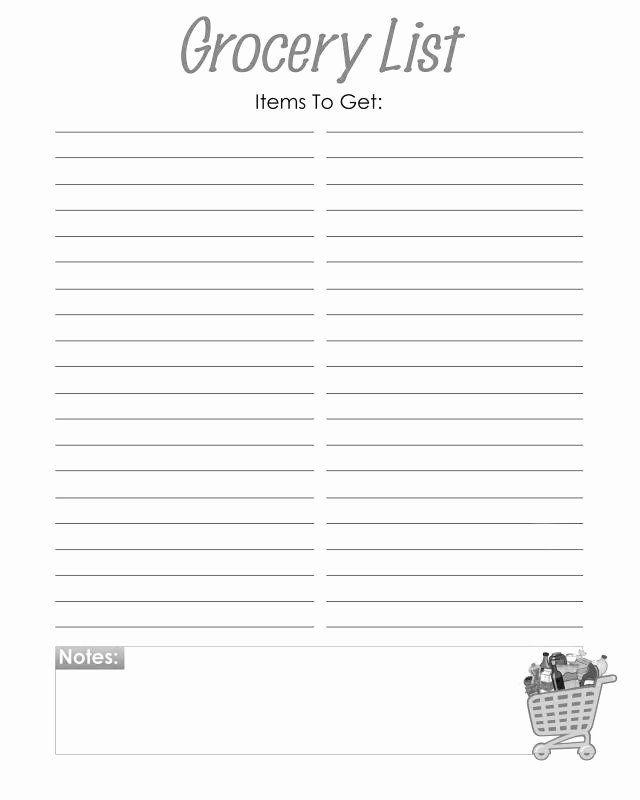 Blank Grocery List with Categories Elegant Blank Grocery List Template