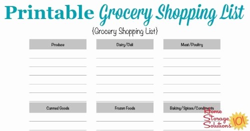 Blank Grocery List with Categories Elegant Free Printable Grocery Shopping List Template
