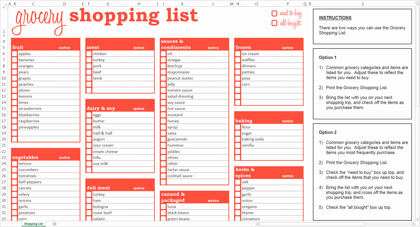 Blank Grocery List with Categories Lovely 8 9 Printable Grocery Lists Categories
