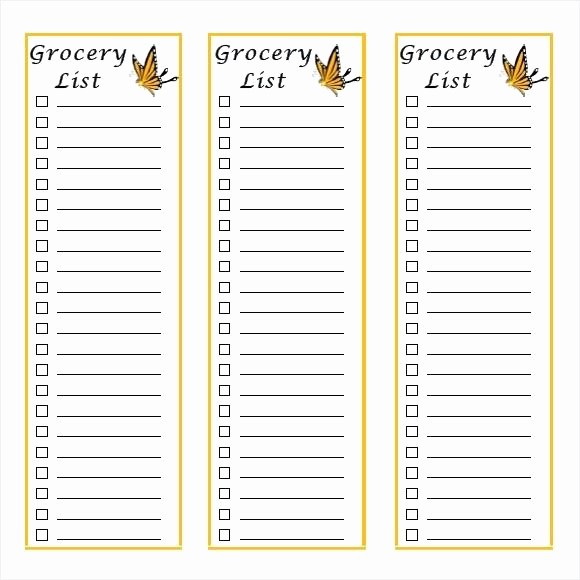 Blank Grocery List with Categories Lovely Printable Blank Grocery List Template Free Shopping with