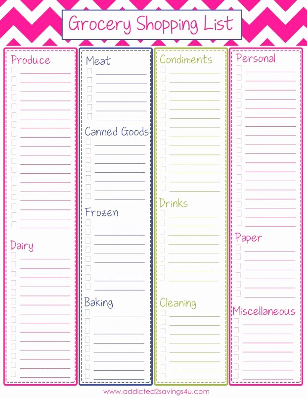 Blank Grocery List with Categories Luxury Free Printable Grocery Shopping List Addicted 2 Savings